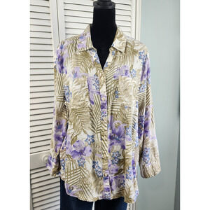 Emily Daniels XL Linen Blend Button Up Lavender